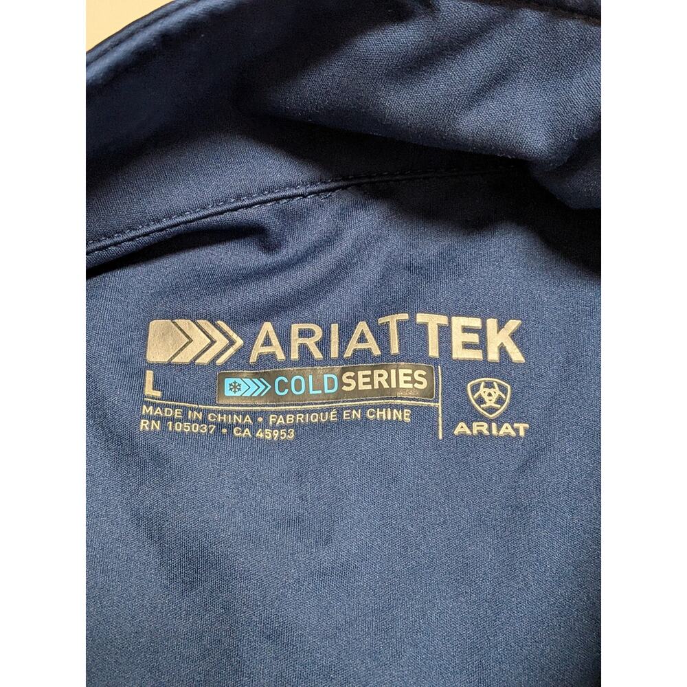 Ariat Tek Cold Series 1/4 Zip Sweatshirt Pullover Soft Shell Mens LARGE Blue - Picture 3 of 8